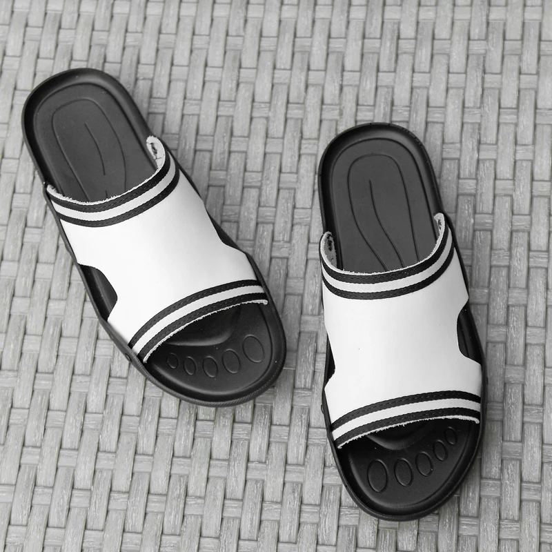 

leather slippers men genuine summer beach mens outdoor house indoor nice casual big size 47 open toe brand luxury slides Quality