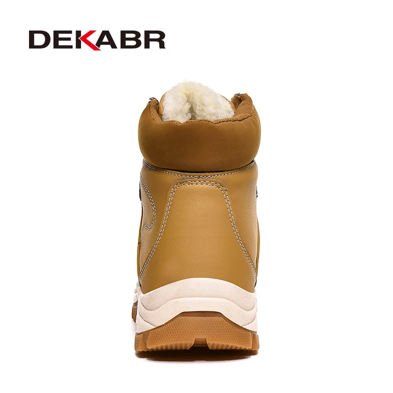 DEKABR Brand Men Shoes Winter Boots Plush Warm Fur Snow Waterproof Lace Up Motorcycle Fashion Ankle | Обувь