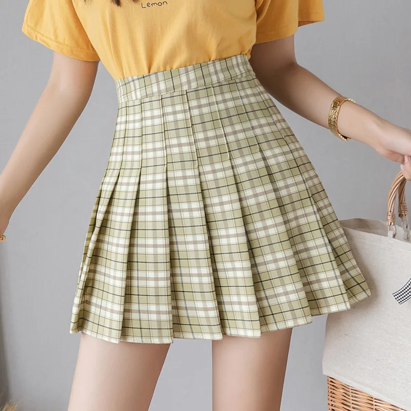 

Summer Women Skirts 2020 New Korean High Waist Plaid Mini Skirt Women School Girls Sexy Cute Pleated Skirt with Zipper