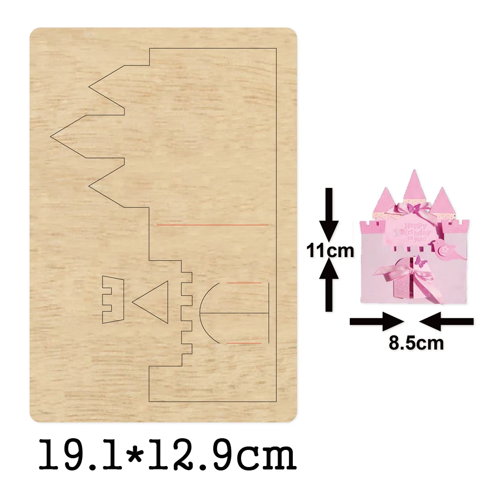 

Christmas Castle Greet Card Wooden Mold Wood Die For DIY Leather Cloth Paper Craft Fit Common Die Cutting Machines on the Market