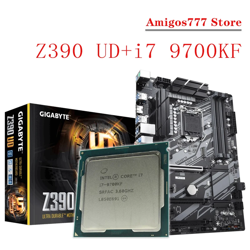 

LGA 1151 Gigabyte Z390 UD Motherboard With Intel Core i7 9700KF Motherboard Combo i7 Intel Z390 Gaming Placa-mãe 1151 Mining