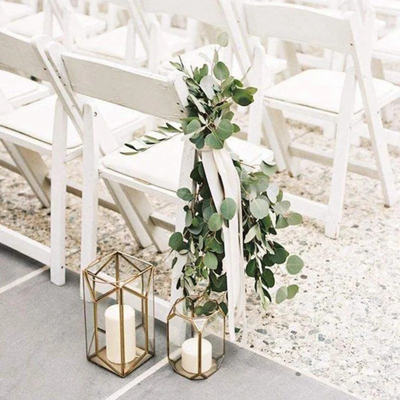 Guirnalda de eucalipto Artificial, eucalipto enredadera de verde para boda, banquete, decoraci&oacute;n de jard&iacute;n, 5 paquetes-3