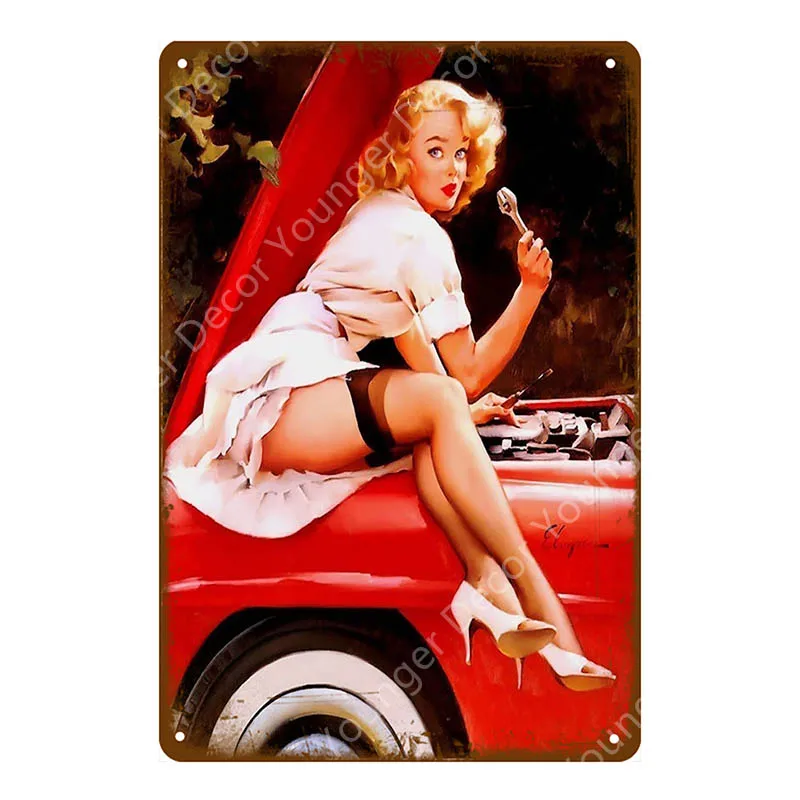 YD3159EI Винтаж ретро сексуальная леди Pin Up девушка живопись оловянные знаки металлический плакат стикер стены бар кофе дом клуб домашний декор YI-076 - Цвет: YD3159EI