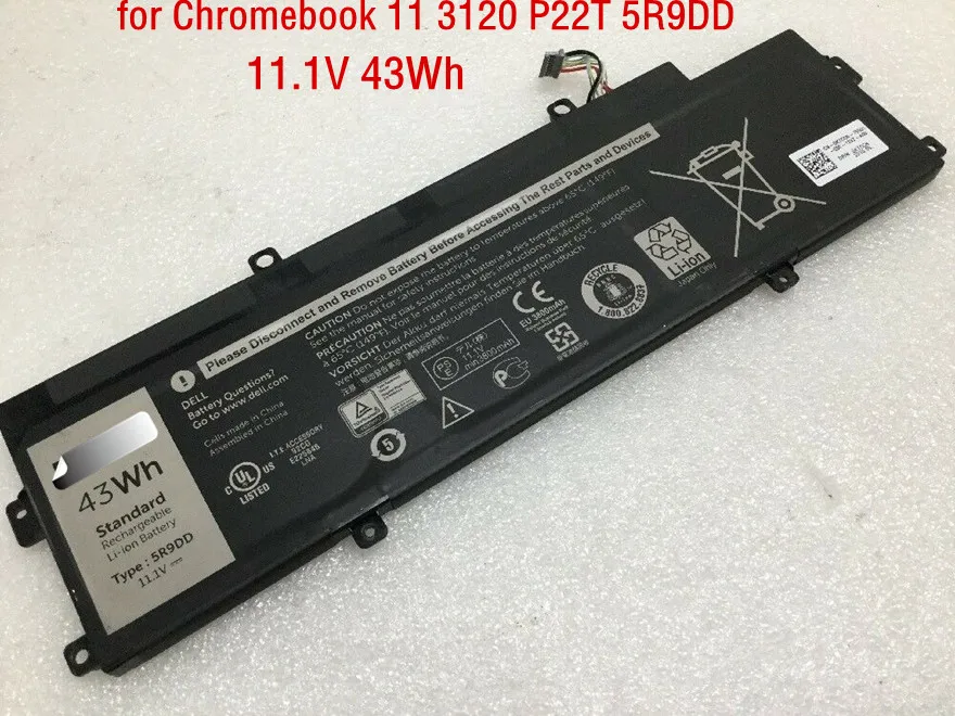 

11,1 В 43Wh подлинный 5R9DD Аккумулятор для ноутбука Dell Chromebook 11 3120 5R9DD KTCCN