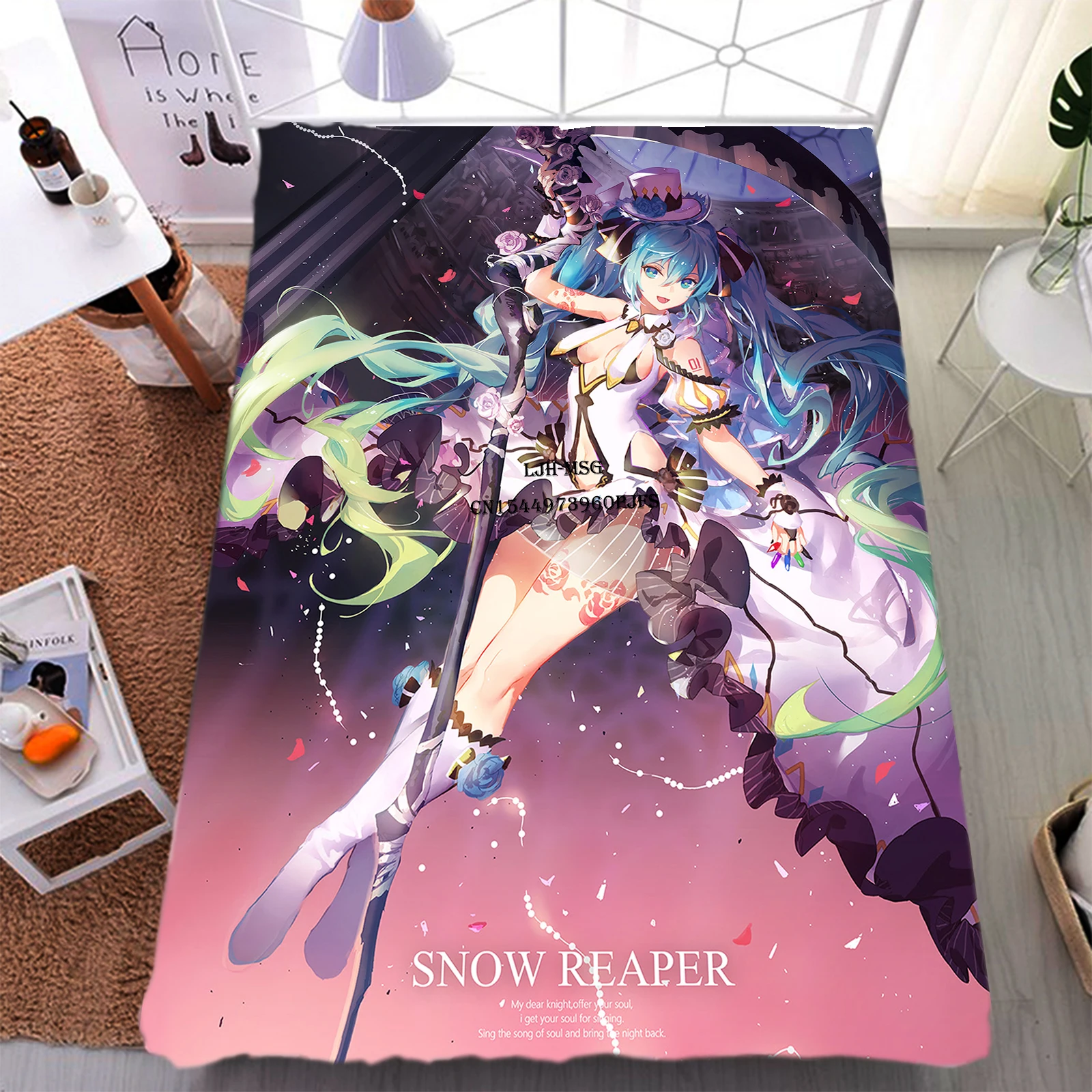 

Miku Blanket Flannel VOCALOID Virtual Idol Anime Stuff Adult Doujin Poster Soft Throw Blankets for Bedding Travel Sexy Throws