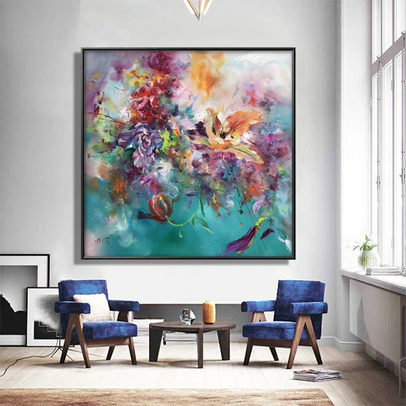 100% ручная роспись абстрактный цветок искусство Масляная живопись на холсте