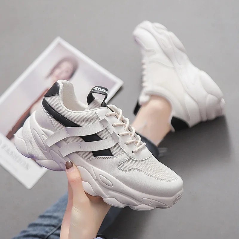 

New style thick-soled female breathable student running sports shoes casual leisure comfortable sports shoes /L08