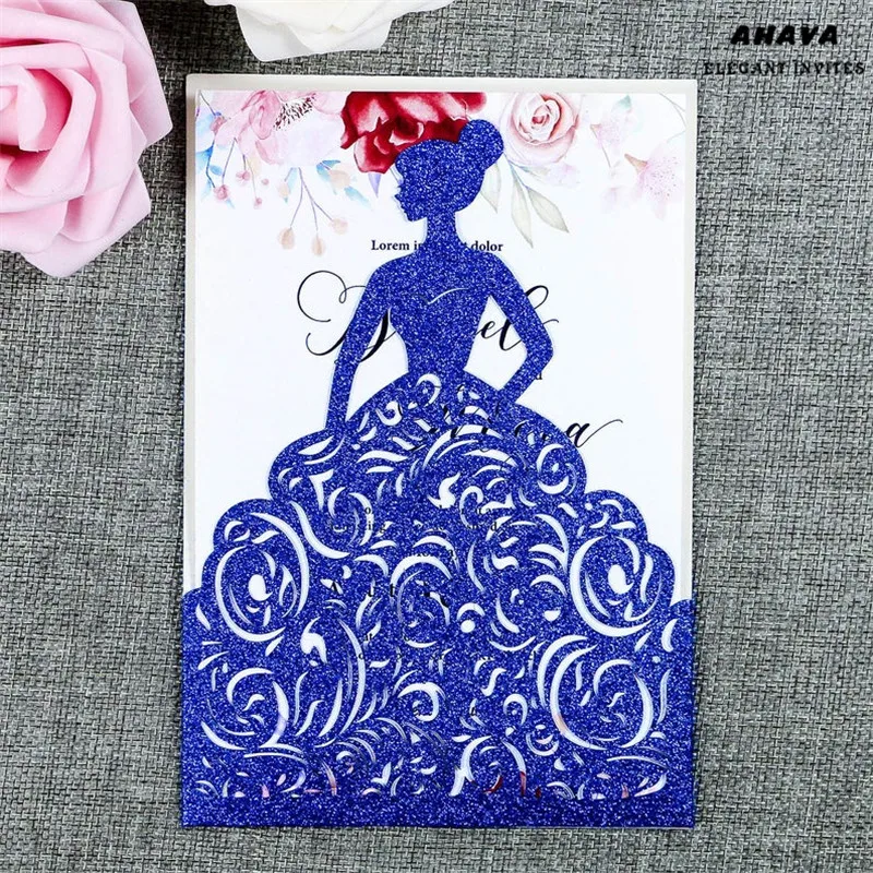 Приглашение в честь пятилетия Королевского синего цвета сладкие шестнадцать