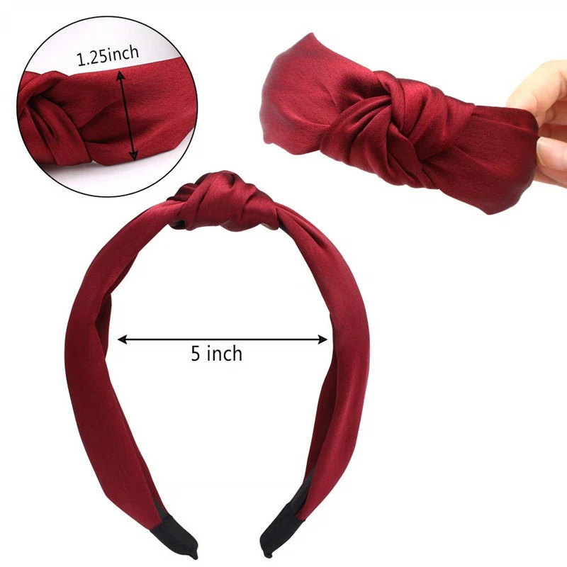 

Women Simple Fabric Hairband Female Twisted Knotted Head Hoop Solid Color Wide Side Headband Girls Hair Hoop Hair Accessories
