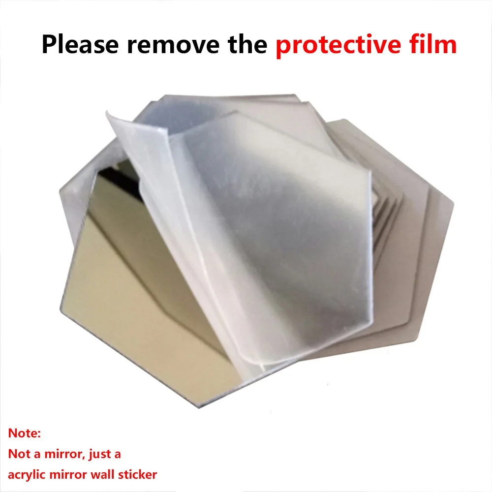 3D зеркальные наклейки на стену Шестигранная форма для домашнего декора 12 шт. | Дом