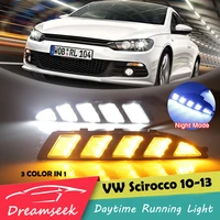 3 color led drl for vw scirocco 2010 2011 2012 2013 2014 daytime running light with turn signal lamp