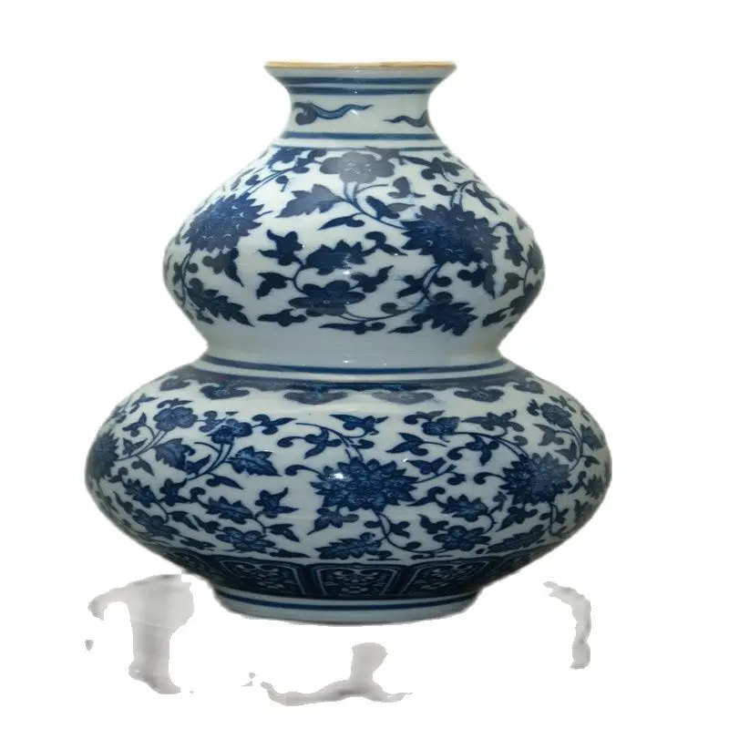

Fine Chinese Old Blue And White Porcelain Glaze Gourd Vase Classic Ceramic Home Decor Decoration Vases Qianlong Mark