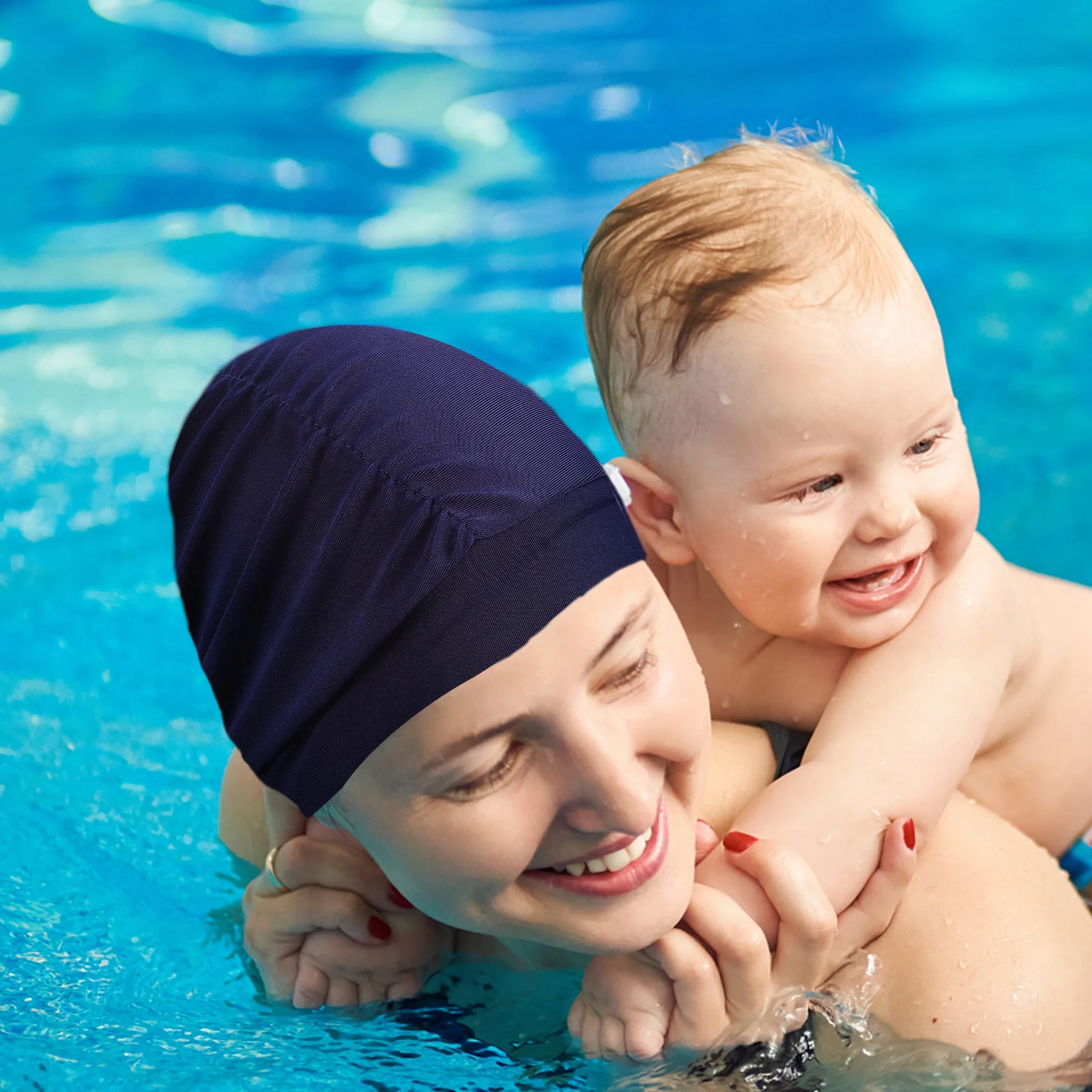 

4pcs Solid Color Pleated Adorable Swimming Caps Waterproof Elastic Swim Caps