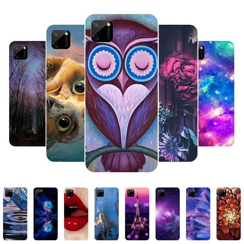 

For Realme C11 Case Cover Soft Silicone Owl Pattern Funda For OPPO Realme C11 RMX2185 Phone Case RealmeC11 Coque C 11 2020