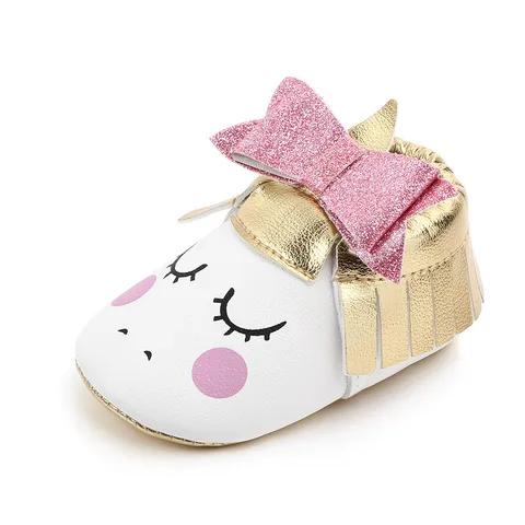 Новинка; Весенне-осенняя розовая детская обувь с милым рисунком для маленьких девочек; Коллекция 2023 года; Обувь из искусственной кожи для малышей; Обувь на мягкой подошве для новорожденных