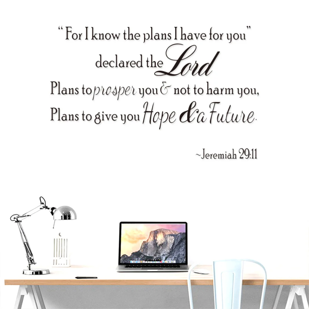 

1PC Removable Vinyl Christian DIY Bible Verse FOR I Know the Plans Jeremiah 29:11 Wall Stickers Wall Decals