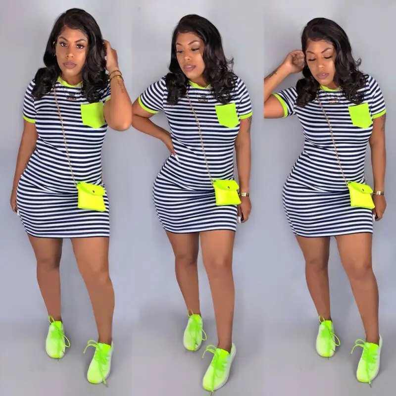 Женское Клубное платье для отдыха Пляжное Платье-шорты мини-платья в полоску