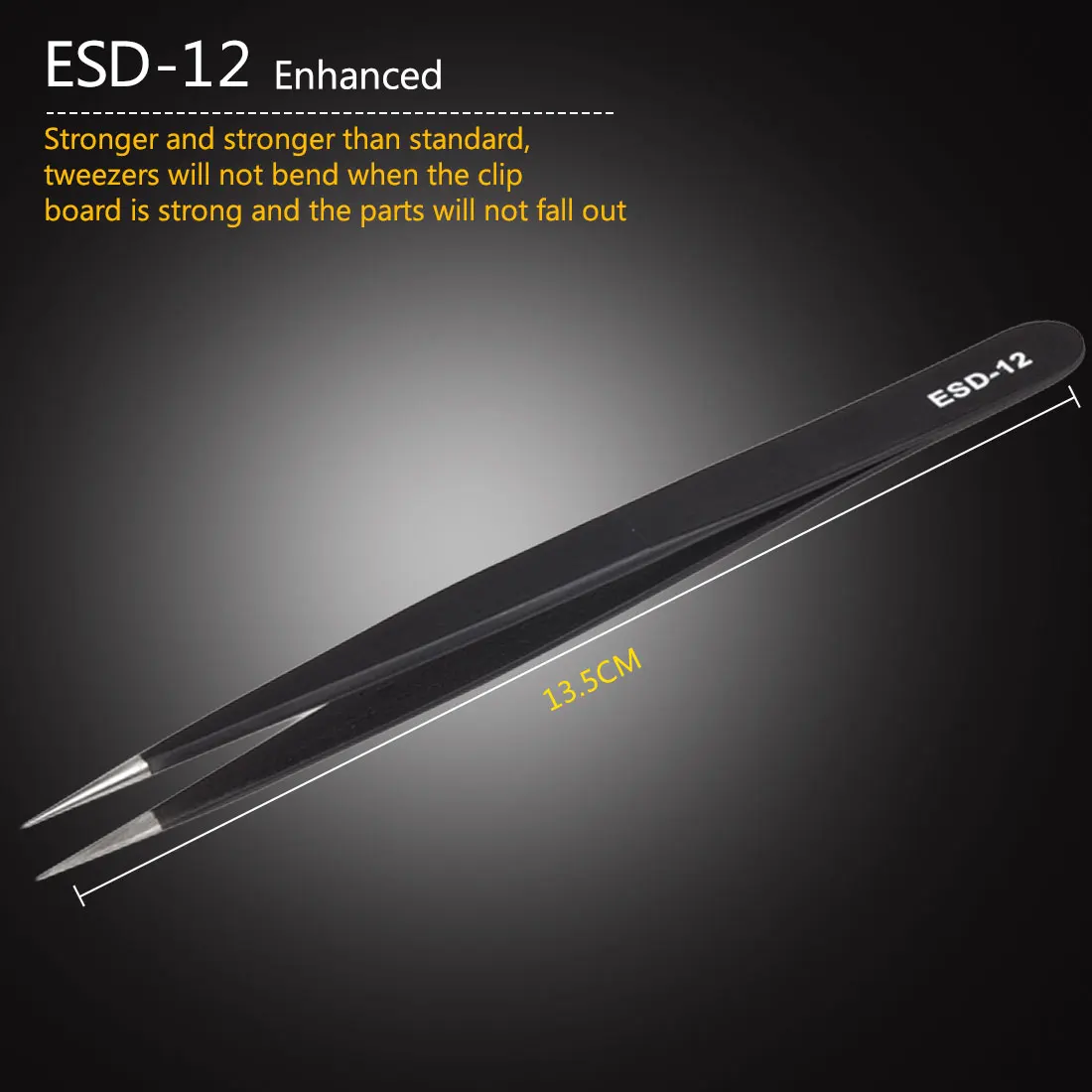 Горячая 1 шт. ESD-14/ESD-15 антистатические изогнутые щипцы с прямым наконечником прецизионные паяльные пинцеты набор электронных антистатических пинцетов инструмент - Цвет: ESD-12