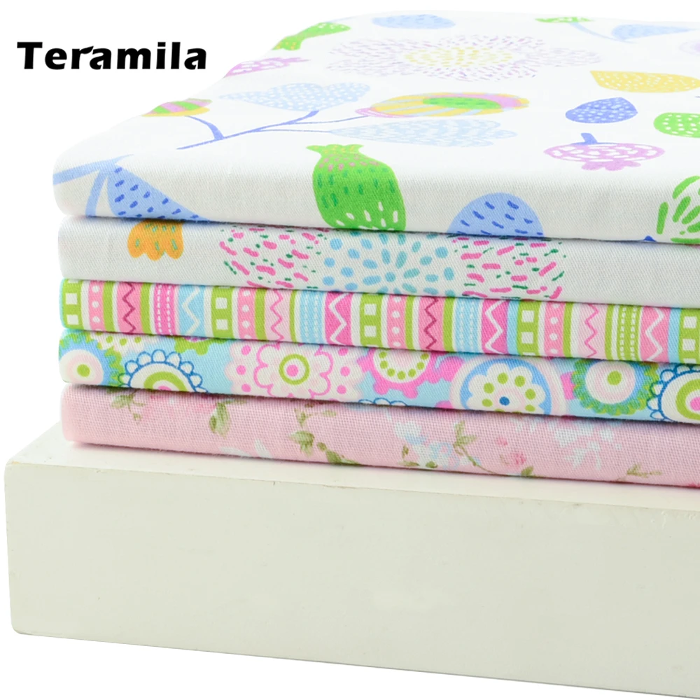Teramila 5PCS/lot Flower Cotton Fabric Pre cut Bundle Sewing Quilting Patchwork Tecido Tela Clothing Bedding Tissus Crafts|flower cotton