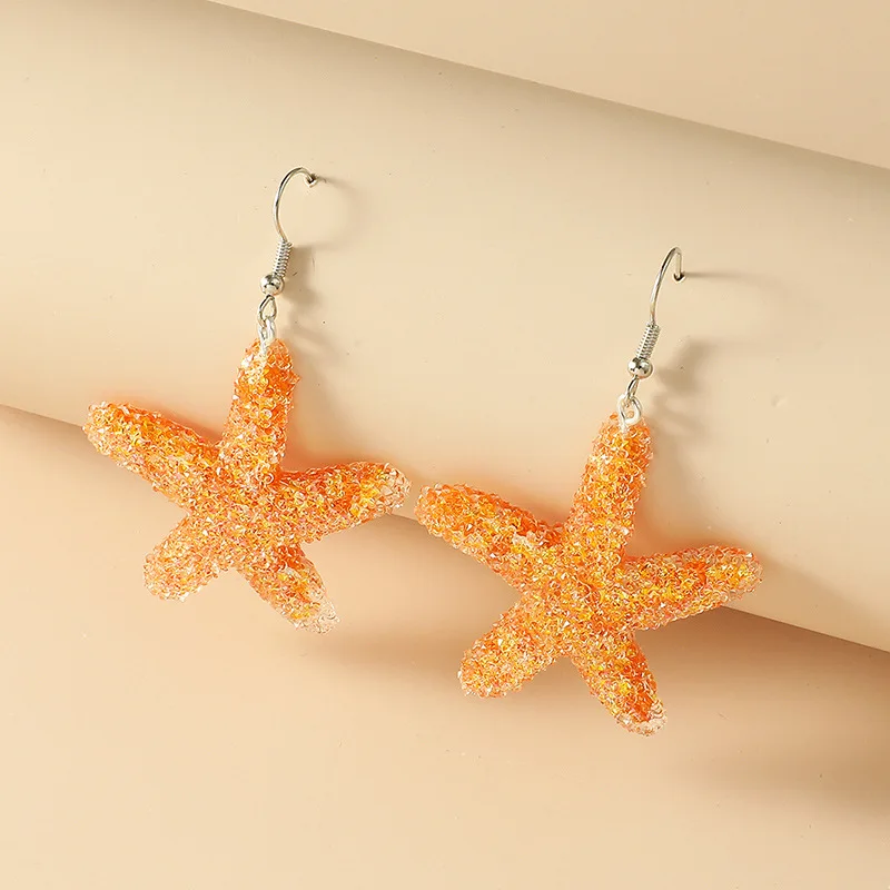 

Cute Orange Starfish Earrings New Design Fashion Metal Star Earring Simple Beach Summer Jewelry Earrings For Women Holiday Gift