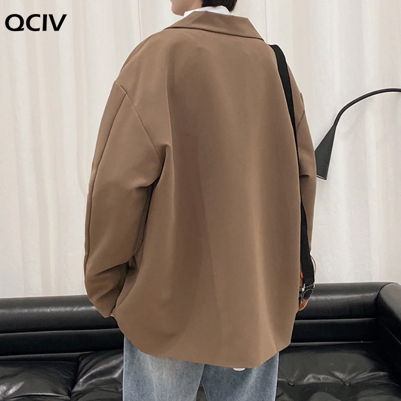 Men Solid Black Blazers Autumn Single Breasted Korean Chic Casual Oversize Mens Outwear Pockets Ins Simple Loose Chic
