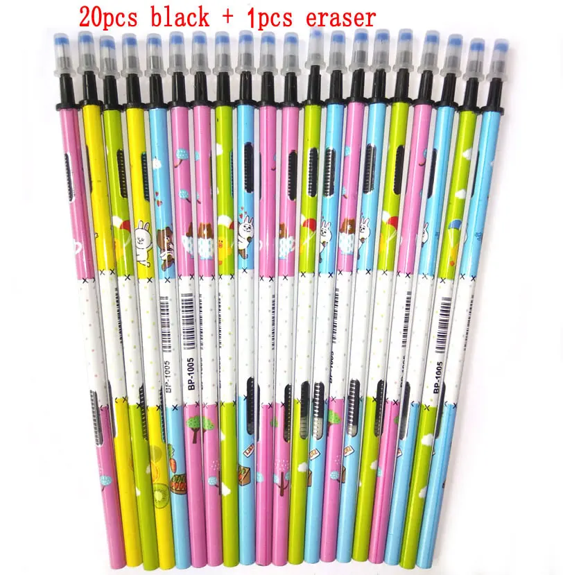 20pcs black Delvtch 0,5 мм стираемая ручка с заправляемым стержнем 20 шт./компл. гелевая ручка стержень Волшебное перо синий/черные чернила, офисные школьные канцелярские принадлежности инструмент подарок - Цвет: 20pcs black