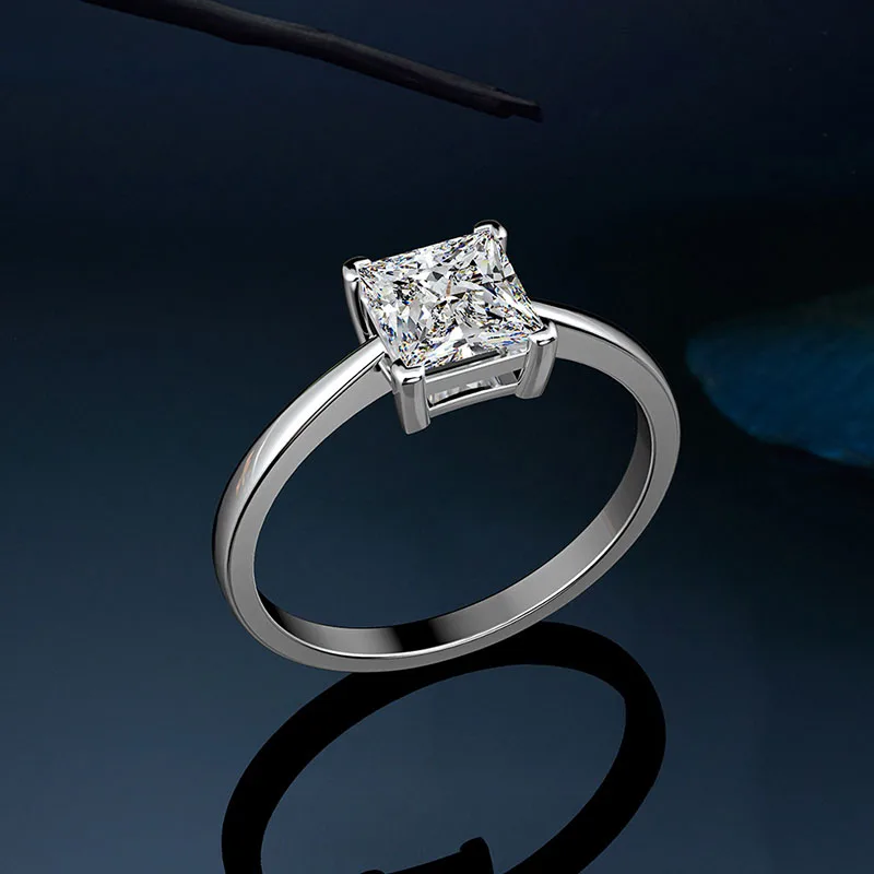 FUN-BEAUTY 2020 New Ladies Ring Simple Temperament Princess Style Square Four Claw Zircon | Украшения и аксессуары