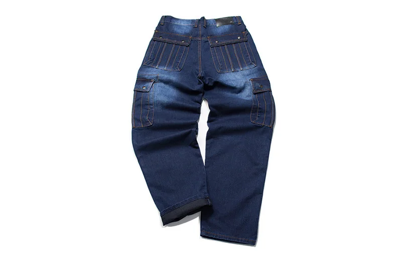 

Mcikkny Men Cargo Baggy Jeans Pants Multi Pockets Loose Casual Motorcycle Denim Trousers For Male Plus Size 30-46