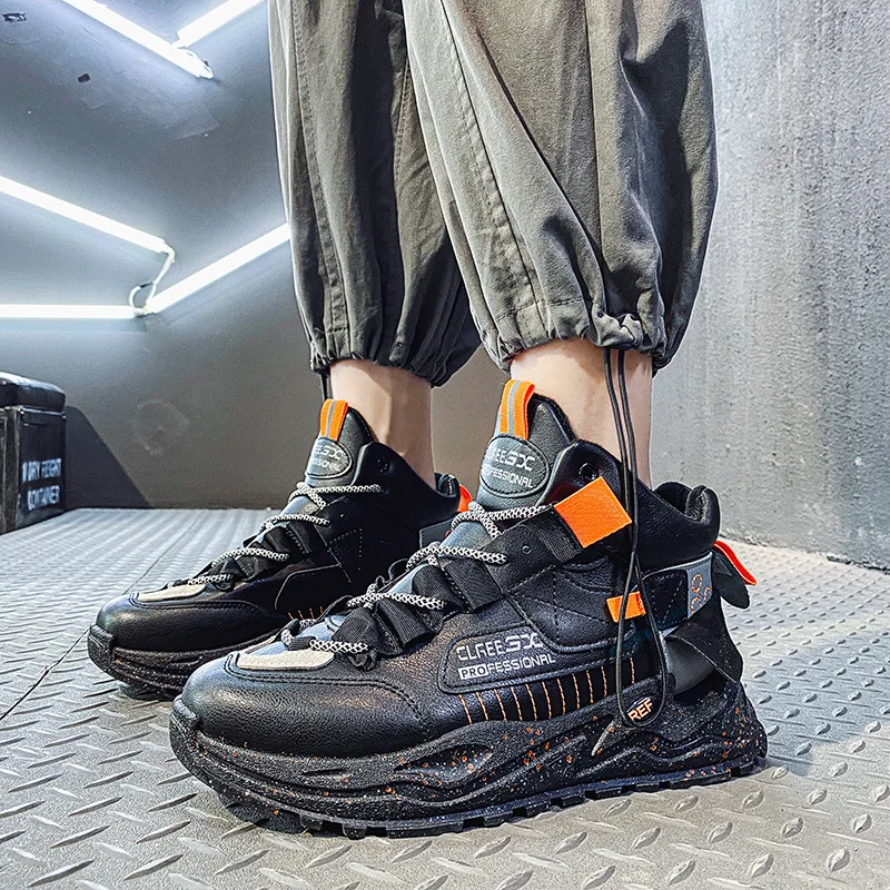 

Уличная модная повседневная мужская спортивная обувь для бега, сетчатые красные белые туфли с высоким верхом, модные мужские Базовые повсе...