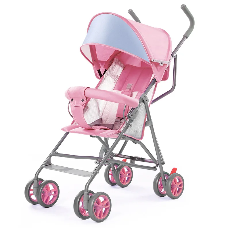 Summer Stroller Portable Foldable Sitting and Half Lying Children's Shock Absorption Trolley Baby BB Car Stroller Cup Holder