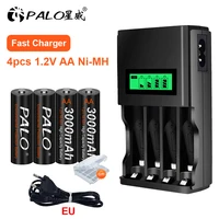 48pcs original 1 2v 2a 3000mah nimh aa rechargeable battery toy flashlight battery and 4 bay lcd rechargeable battery charger