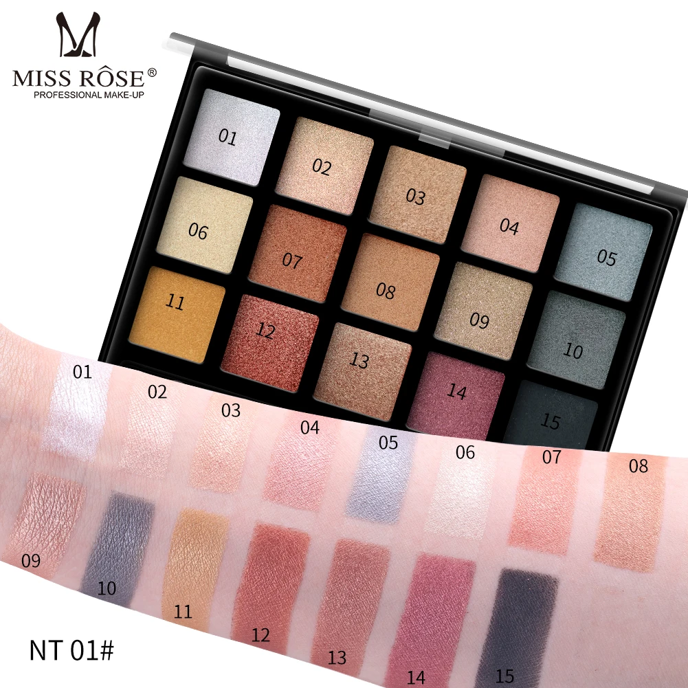 MISS ROSE 15 цветов красивые глазурованные обнаженные тени для век макияж пигменты