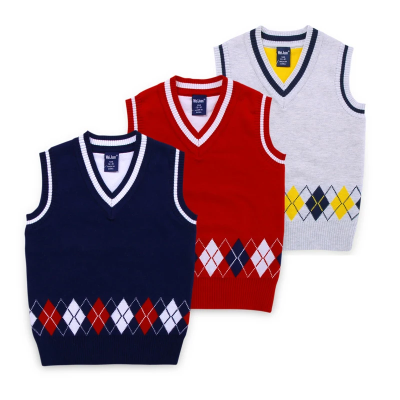 2-8y Children Sweater Vest Cotton Kids Clothes V-neck casual Preppy style Boys knitted waistcoat Girls Knit outwear Tops |