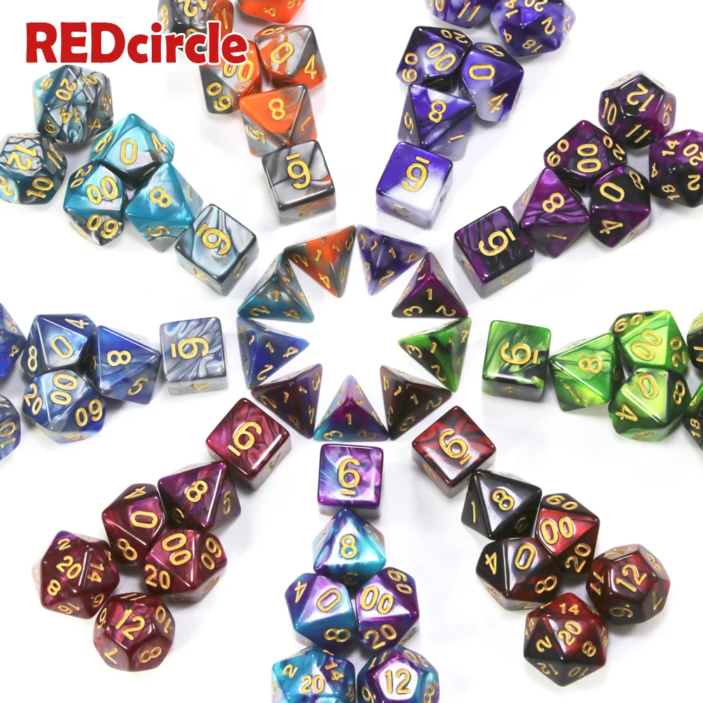 Высококачественные двухцветные игральные кости с эффектом туманности DnD Set d4 d6 d8