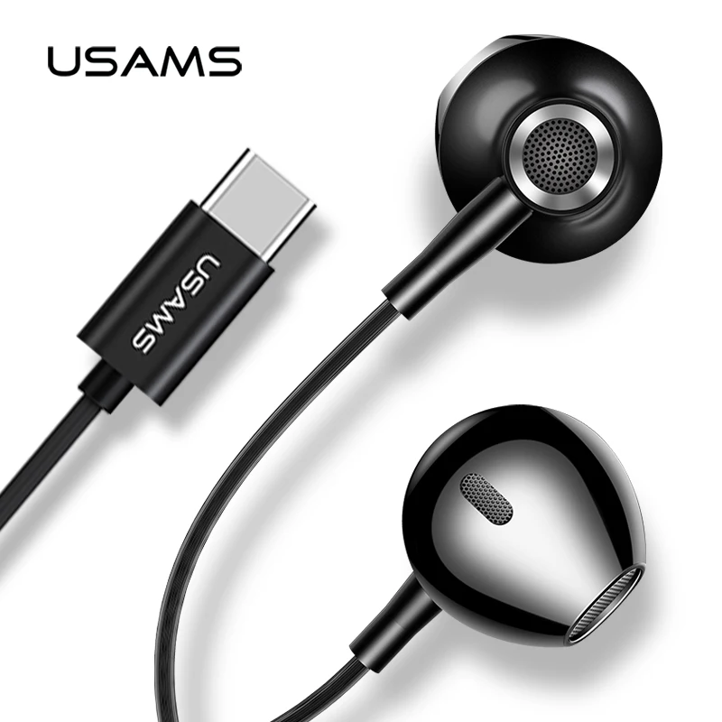 USAMS роскошные наушники вкладыши типа C металлические Hi Fi стерео проводные для samsung