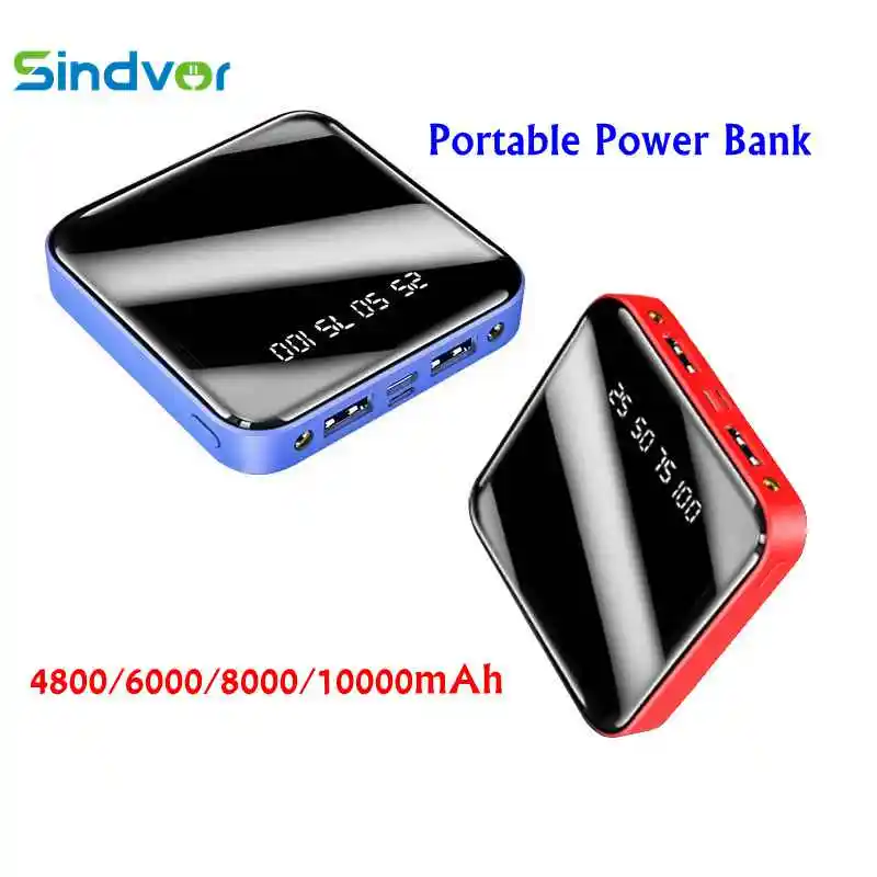 Sindvor Mini Power Bank 10000 мАч для Xiaomi Mi Powerbank Pover зарядное устройство с двумя портами Usb