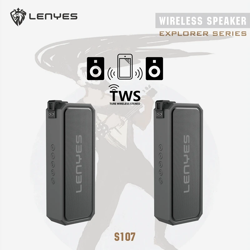 Lenyes 20 Вт беспроводные колонки IPX 7 TWS Hi Fi стерео Открытый 28 часов время музыки