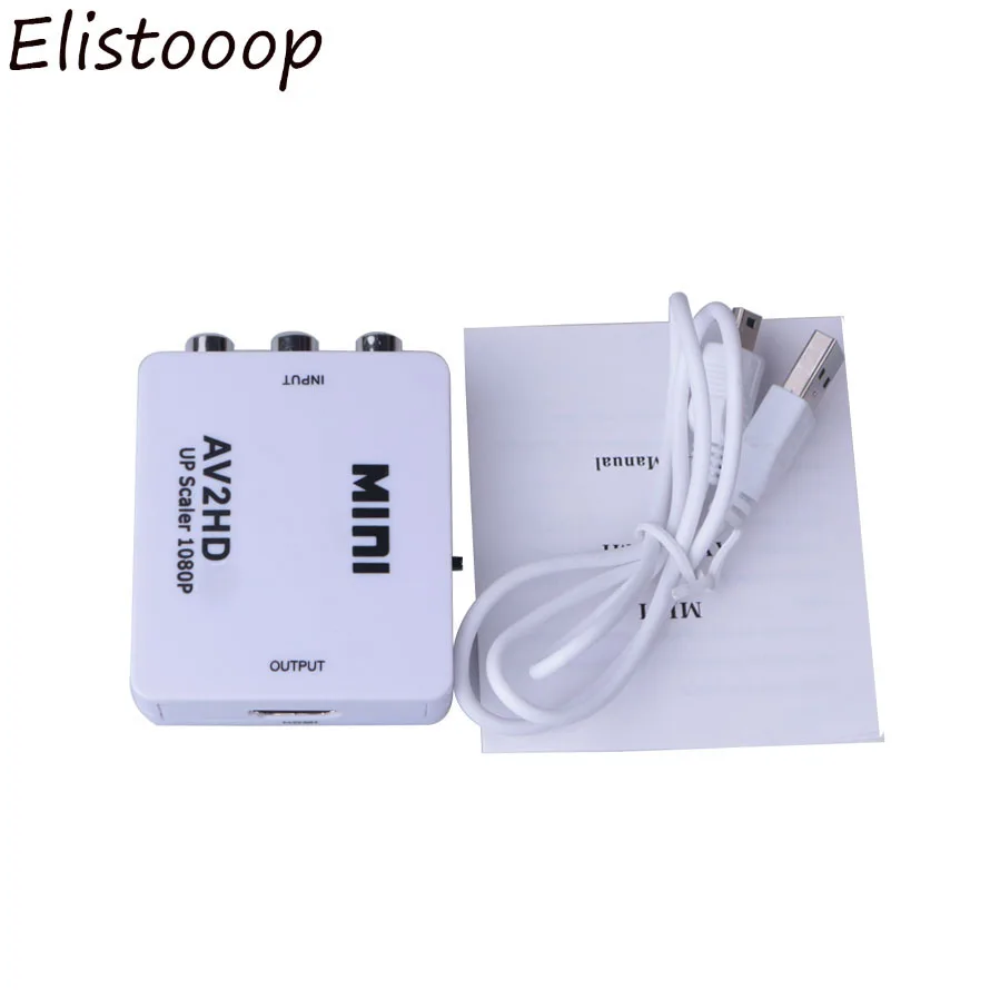 Mini RCA AV CVBS to HDMI-compatible Converter Box HD Video Adapter for HDTV TV PC DVD Xbox | Электроника