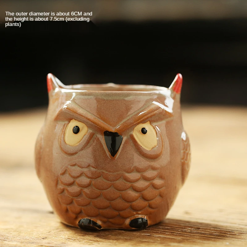 

Ceramics Vase Little Owl Cute Cartoon Succulent Vase Living Room Balcony Bedroom Countertop Decorations Decorations for Home