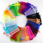 Сумки для ювелирных изделий из органзы, 50 шт., 5x, 77x9 см, сумка на шнурке из органзы, упаковка для ювелирных украшений, мешочки для ювелирных украшений