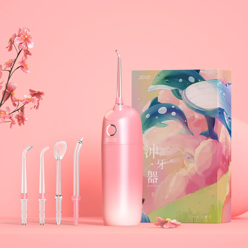 

SEAGO USB Portable Oral Dental Irrigator Water Flosser Rechargeable 5 Nozzles Jet Floss Tooth Pick Ultrasonic Teeth Cleaner
