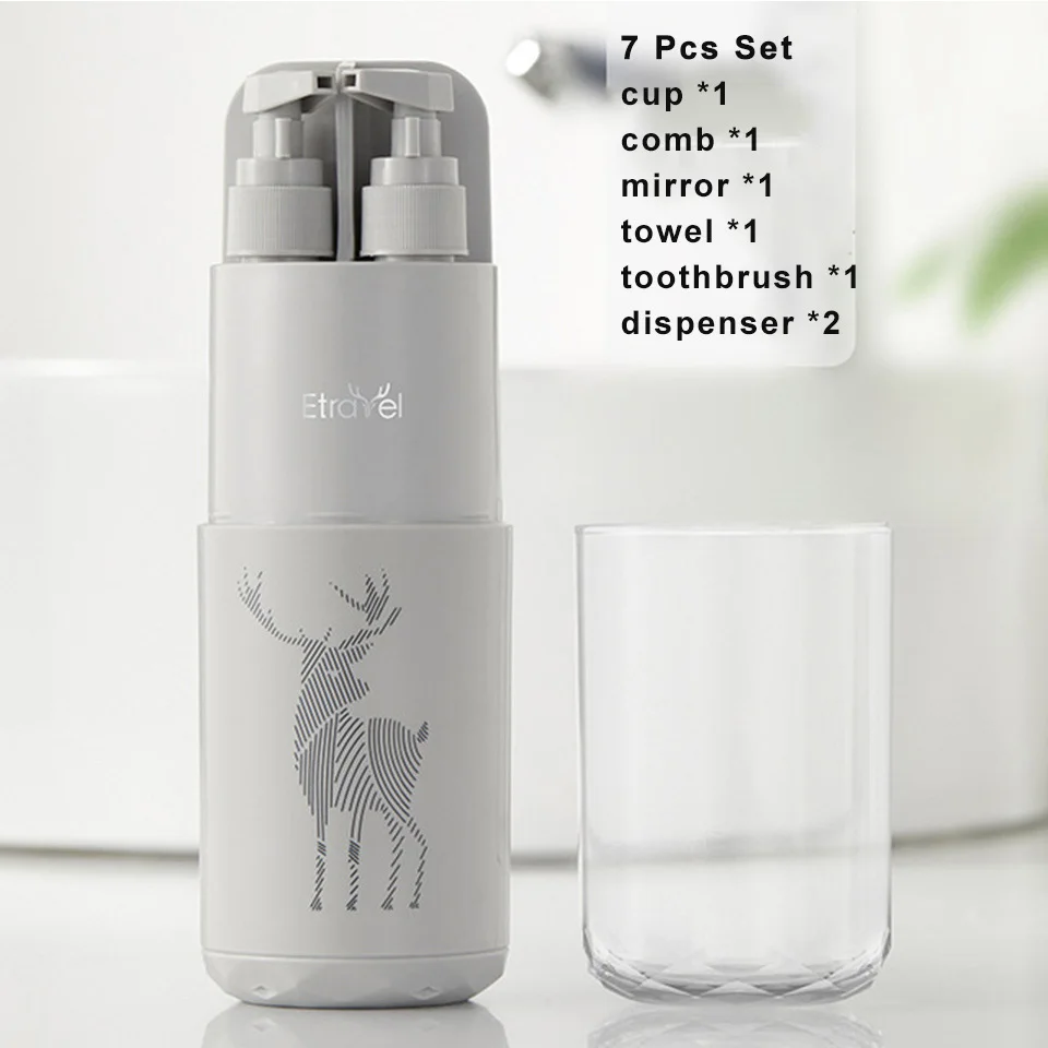 7 pcs set gray MSJO 4 в 1 дорожный диспенсер для геля и лосьона для душа шампунь диспенсер Аксессуары Мега душ Пресс контейнер многоразового мыла бутылки - Цвет: 7 pcs set gray