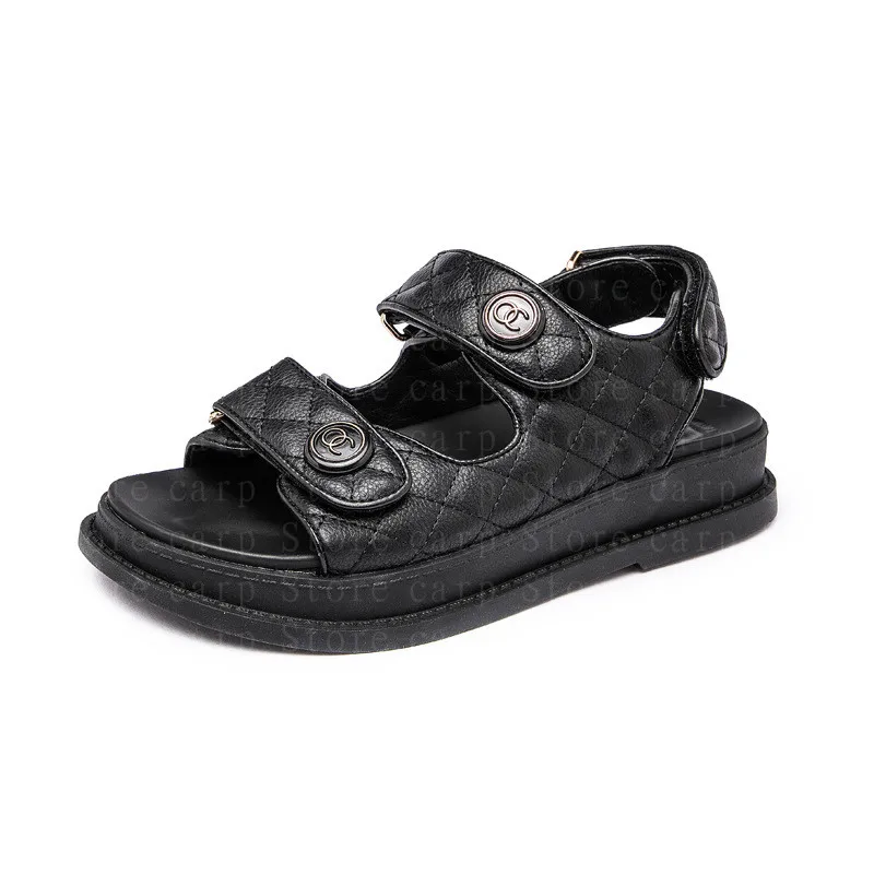 

women's sandal Small sweet wind Velcro fairy wind thick leather bottom flat female sandals in summer