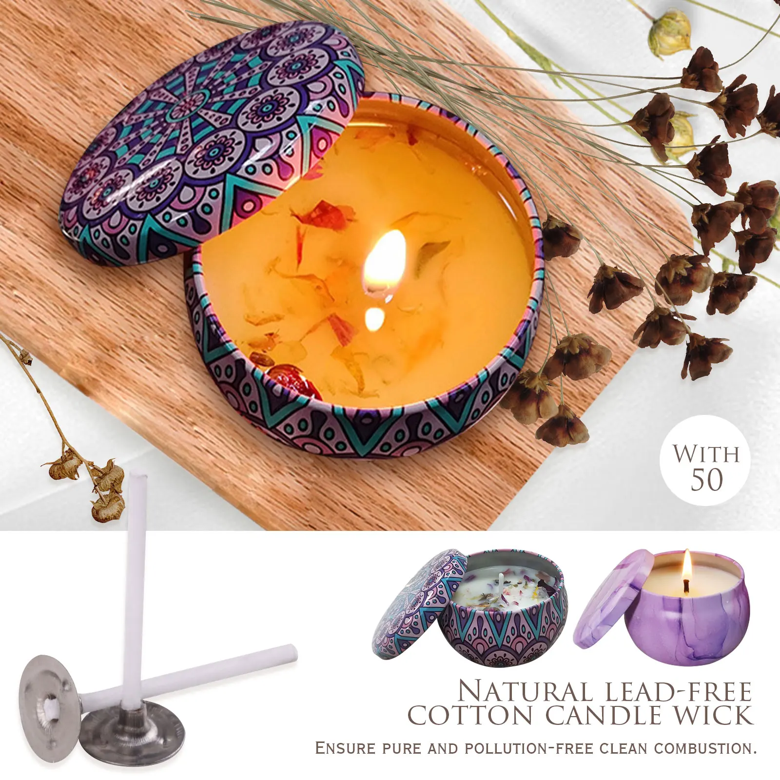 8 шт. 2 5 унций пустые банки для свечей круглые контейнеры с 50 фитилями