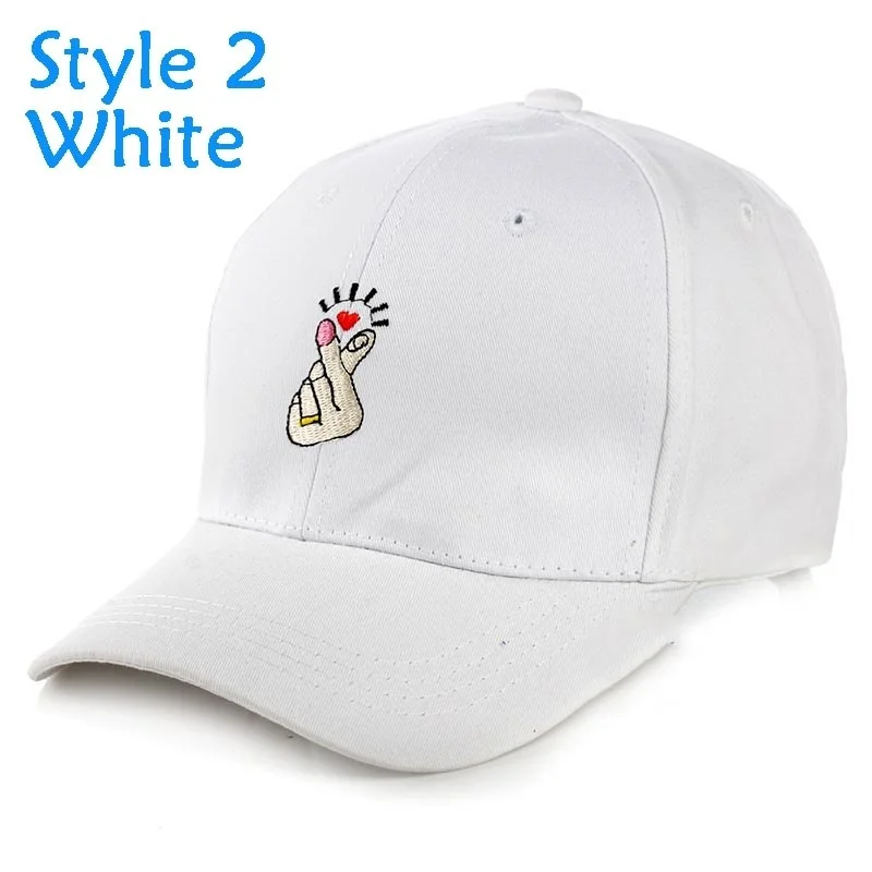 style2 white 2 стиля пальцев любовь жесты спортивная шапка Регулируемая Snapback бейсболка KPOP Strapback Trucker шапки унисекс Флиппер сердце - Цвет: style2 white