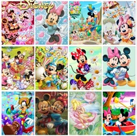 disney 5d diy diamond painting cartoon mickey mouse mickey and minnie squarecircular embroidered mosaic home decoration