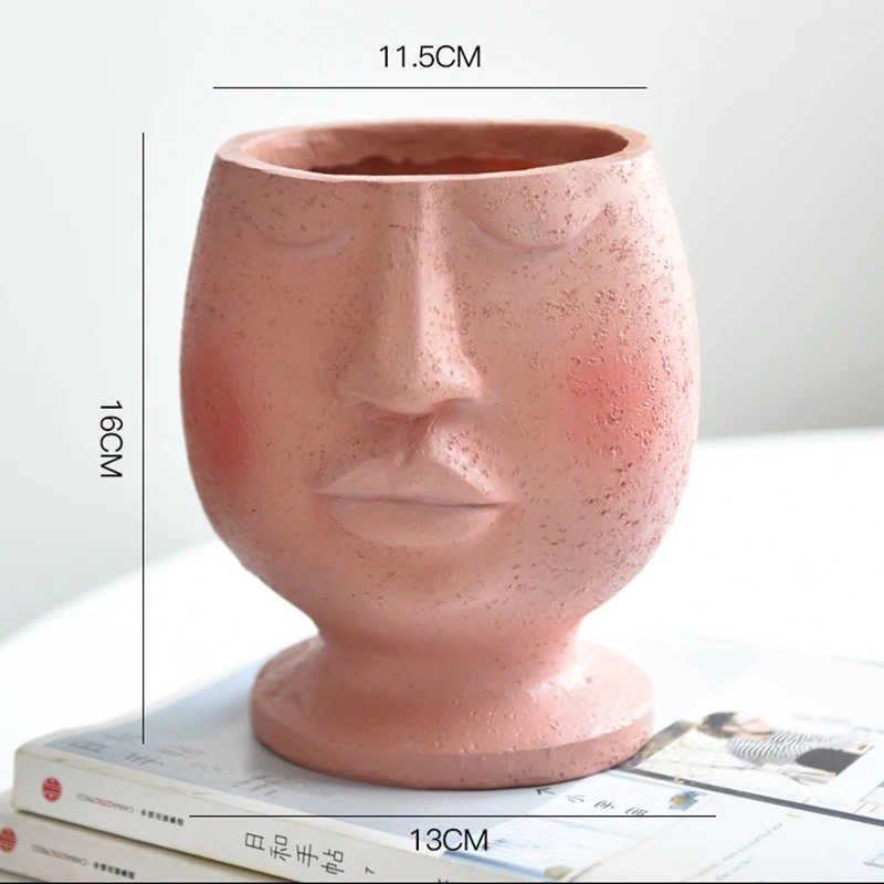 

Nordic Resin Art Portrait Flower Sculpture Human Face Flower pot Flower Arrangement Modern Ornament Home Decoration Vases