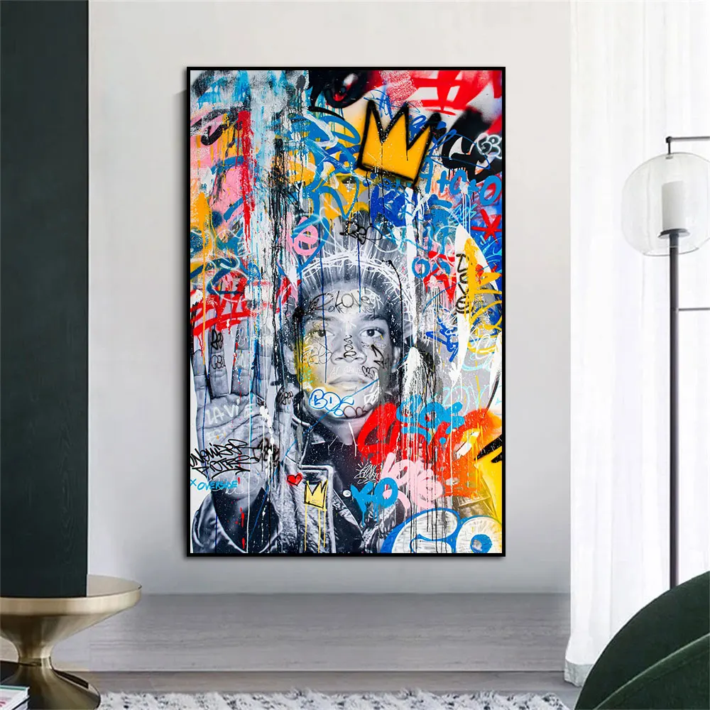 

Abstract Graffiti Poster Boxer King Portrait Wall Art Print Canvas Painting Picture Poster For Hotel Living Room Home Decoration