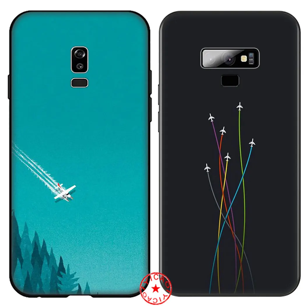 Черный мягкий силиконовый чехол с мультяшным самолетом для samsung Galaxy A70S A20E A2 J4 J6 Core