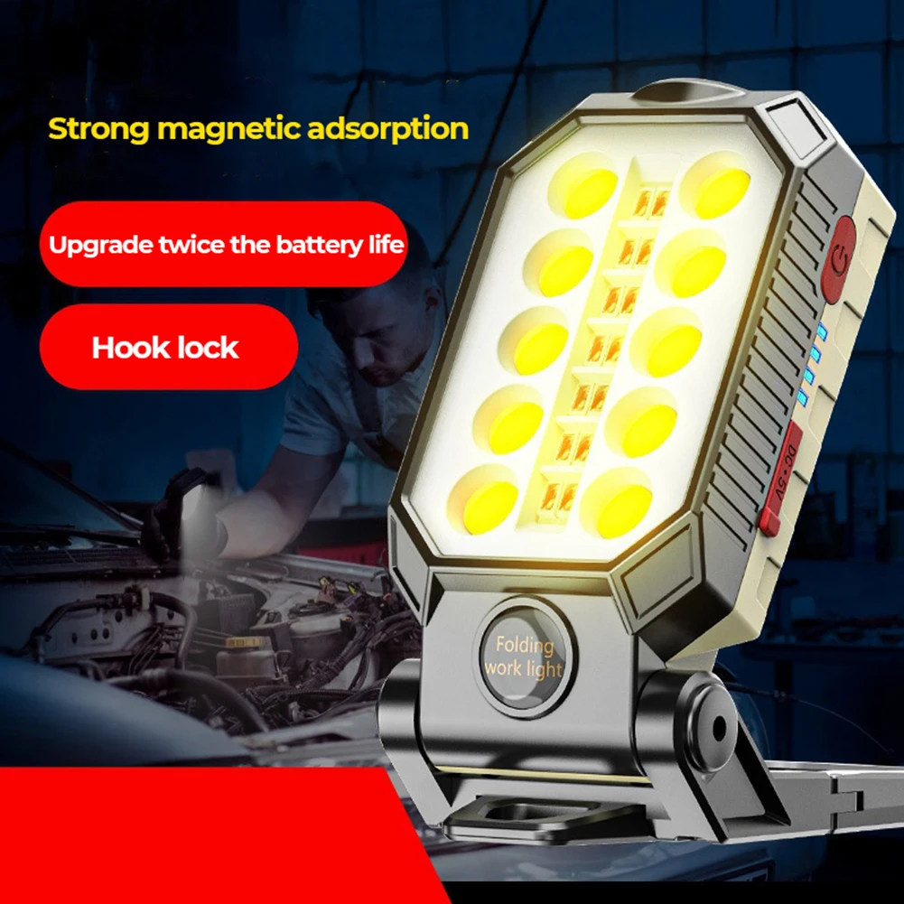 

USB Rechargeable COB Work Light Portable LED Flashlight Adjustable Waterproof Camping Lantern Magnet 20W/30W High Power Lamp